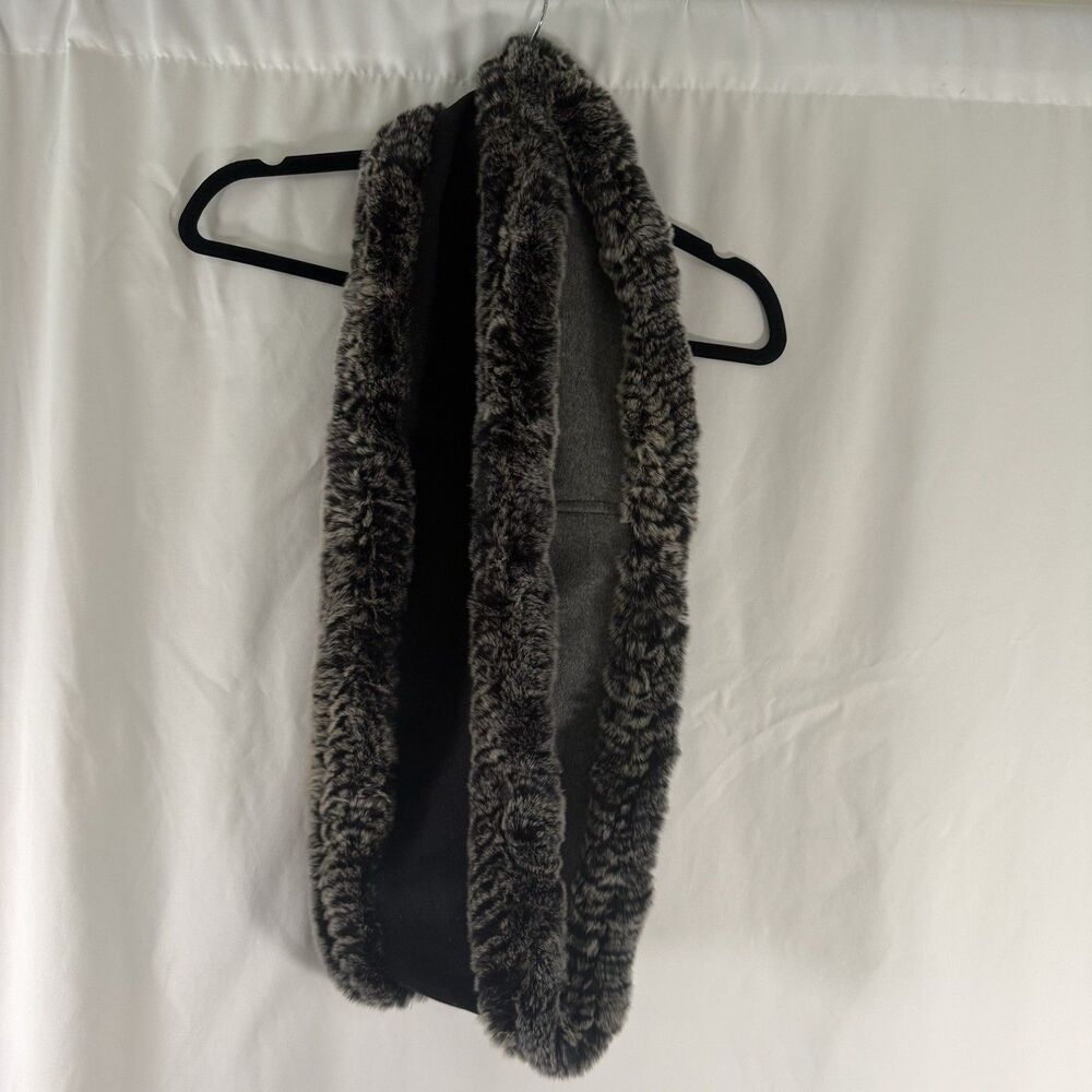 Linda Richards Luxury Scarf Women's Cashmere Blend Genuine Fur Grey